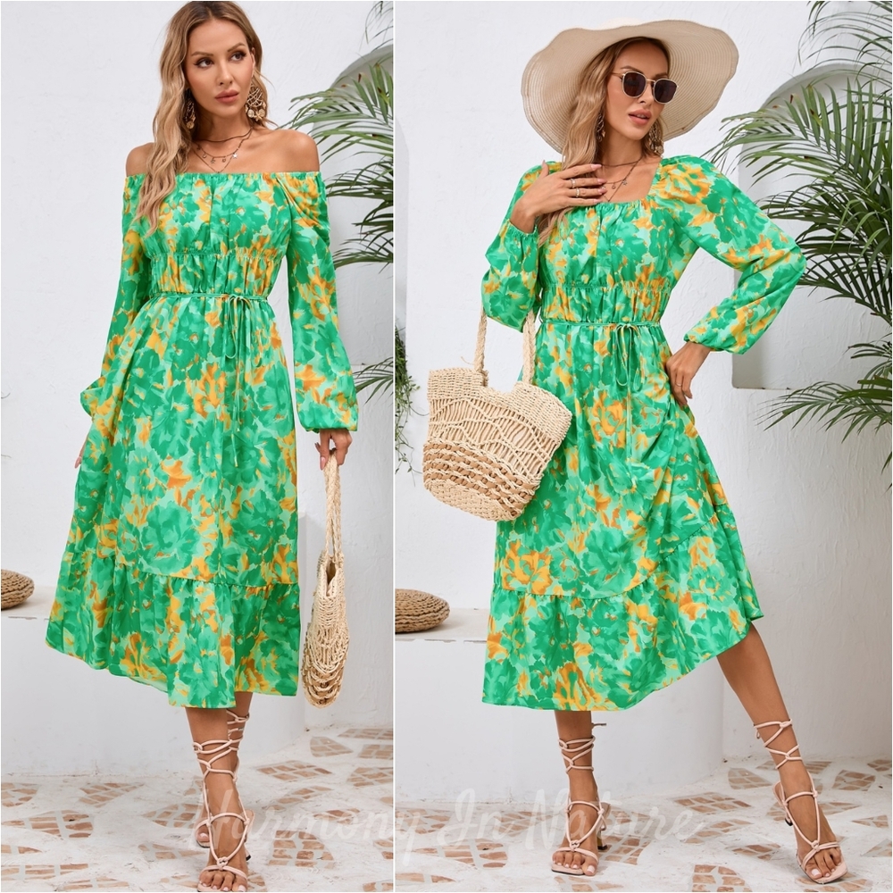 Bloom Your Way Midi Dress - Green